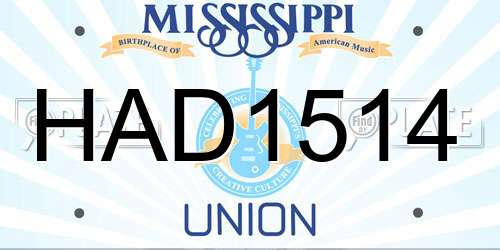 HAD1514 Mississippi License Plate