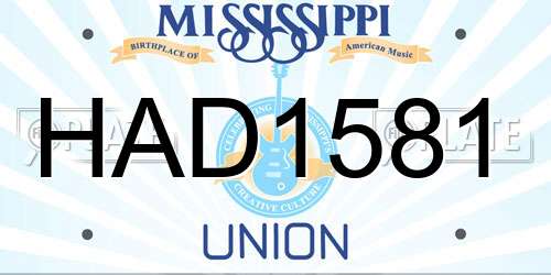 HAD1581 Mississippi License Plate