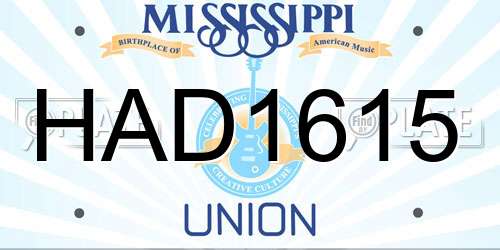 HAD1615 Mississippi License Plate
