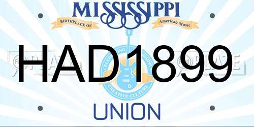 HAD1899 Mississippi License Plate