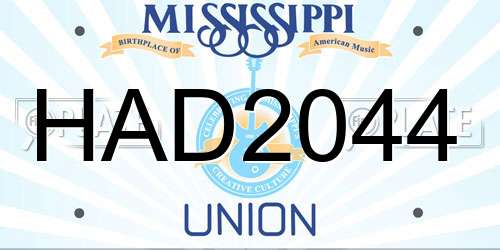 HAD2044 Mississippi License Plate