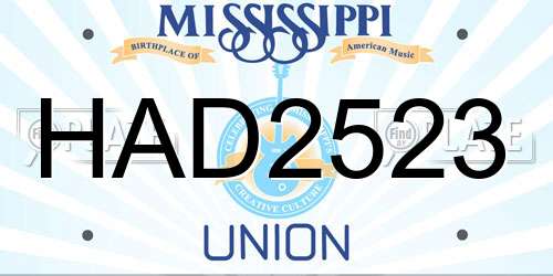 HAD2523 Mississippi License Plate