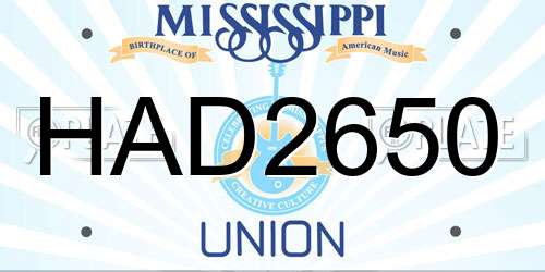 HAD2650 Mississippi License Plate