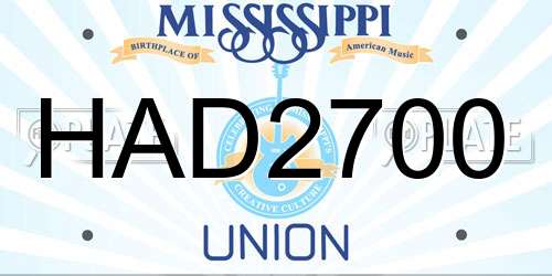 HAD2700 Mississippi License Plate