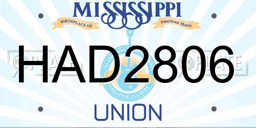 HAD2806 Mississippi License Plate