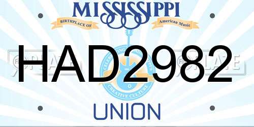 HAD2982 Mississippi License Plate