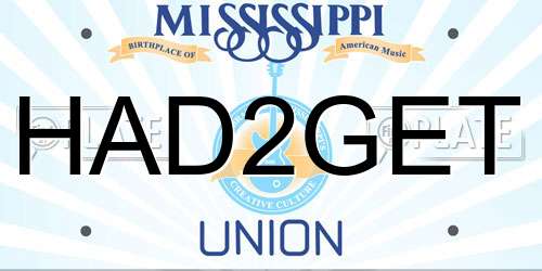 HAD2GET Mississippi License Plate