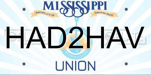 HAD2HAV Mississippi License Plate