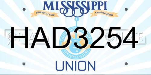 HAD3254 Mississippi License Plate