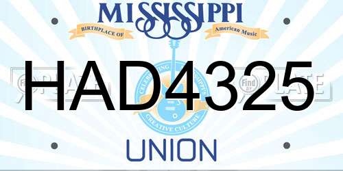 HAD4325 Mississippi License Plate