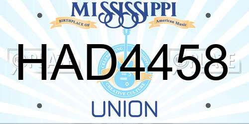 HAD4458 Mississippi License Plate