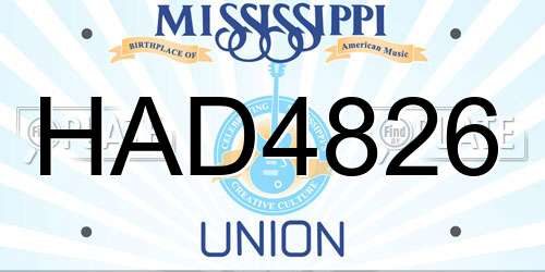 HAD4826 Mississippi License Plate
