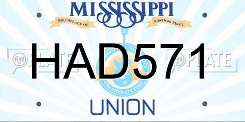 HAD571 Mississippi License Plate