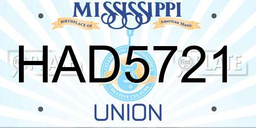 HAD5721 Mississippi License Plate