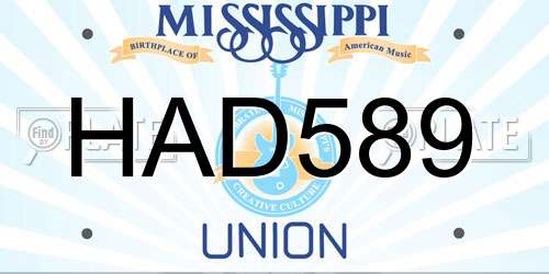 HAD589 Mississippi License Plate
