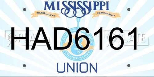 HAD6161 Mississippi License Plate