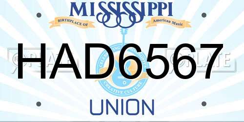 HAD6567 Mississippi License Plate