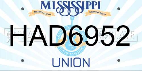 HAD6952 Mississippi License Plate
