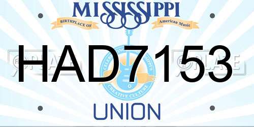HAD7153 Mississippi License Plate
