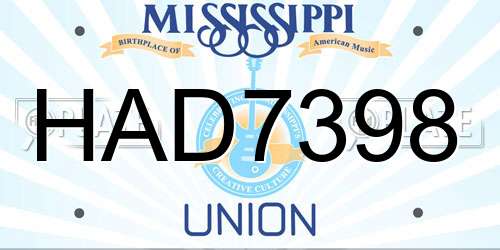 HAD7398 Mississippi License Plate