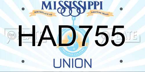 HAD755 Mississippi License Plate