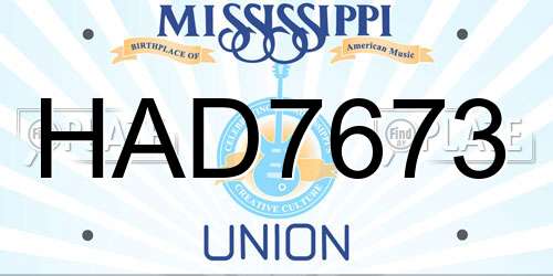 HAD7673 Mississippi License Plate