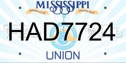 HAD7724 Mississippi License Plate