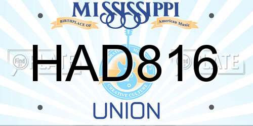 HAD816 Mississippi License Plate