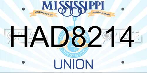 HAD8214 Mississippi License Plate