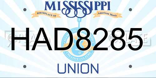 HAD8285 Mississippi License Plate