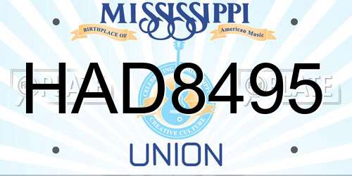 HAD8495 Mississippi License Plate