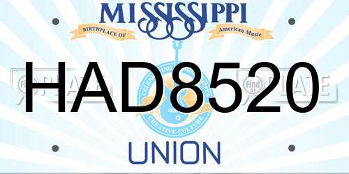 HAD8520 Mississippi License Plate
