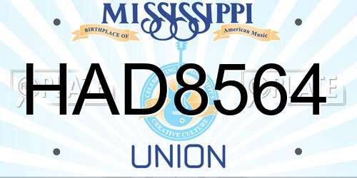 HAD8564 Mississippi License Plate