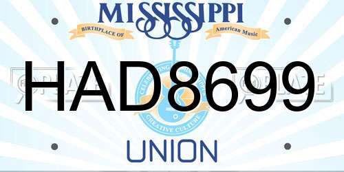 HAD8699 Mississippi License Plate