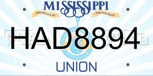 HAD8894 Mississippi License Plate