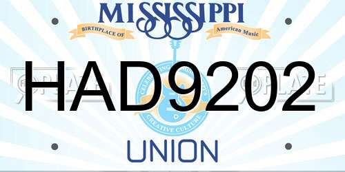 HAD9202 Mississippi License Plate