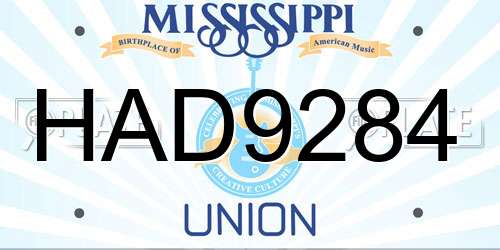 HAD9284 Mississippi License Plate