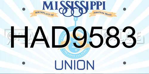 HAD9583 Mississippi License Plate