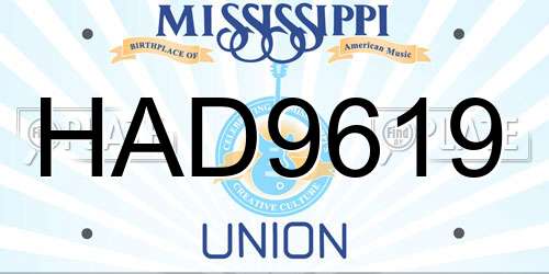 HAD9619 Mississippi License Plate