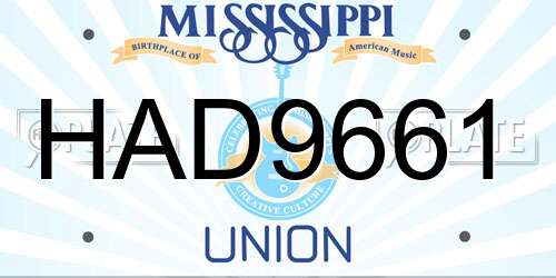 HAD9661 Mississippi License Plate