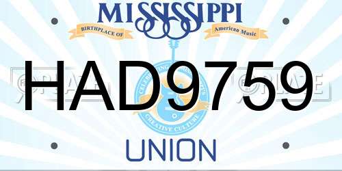 HAD9759 Mississippi License Plate