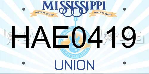HAE0419 Mississippi License Plate