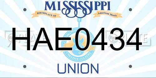 HAE0434 Mississippi License Plate