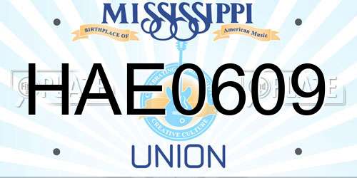 HAE0609 Mississippi License Plate