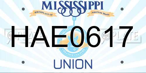 HAE0617 Mississippi License Plate