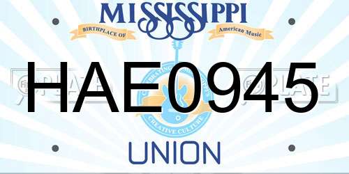 HAE0945 Mississippi License Plate