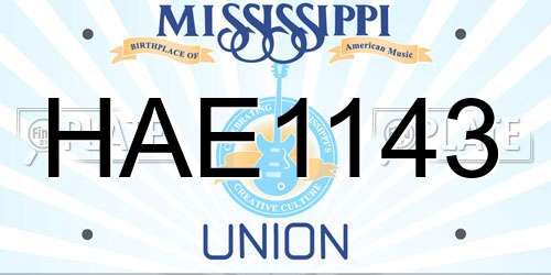 HAE1143 Mississippi License Plate