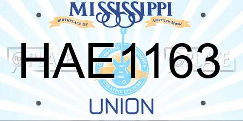 HAE1163 Mississippi License Plate