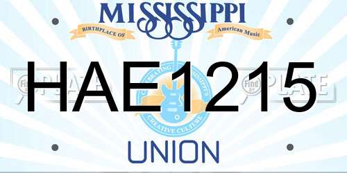 HAE1215 Mississippi License Plate