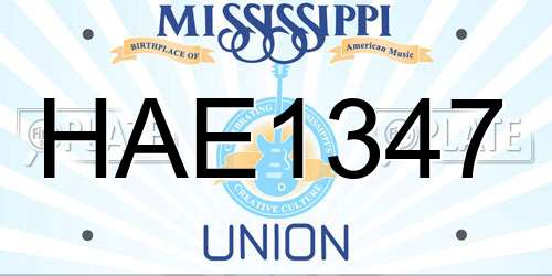 HAE1347 Mississippi License Plate